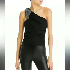 IRO Tacoma One Shoulder Top Black Size 34 B4HP embellished new sorority formal